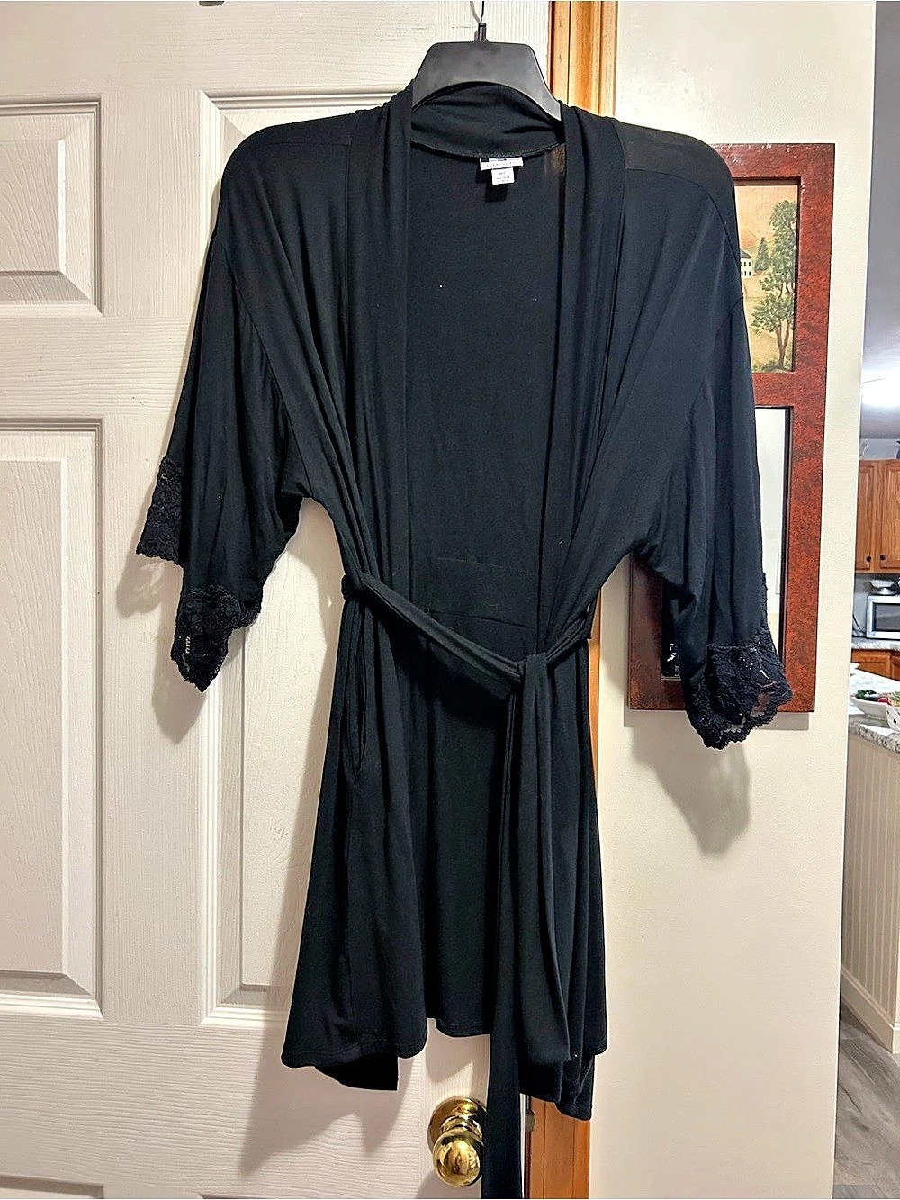 EVERYVIOLET Black Midi Robe Size M/L Like New
